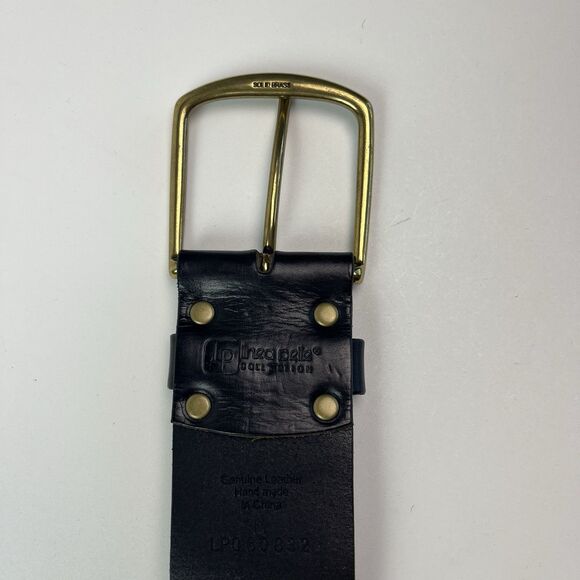 Linea Pelle Genuine Leather Studded Belt M Brass Buckle Wide Western Boho Chic - Picture 15 of 16